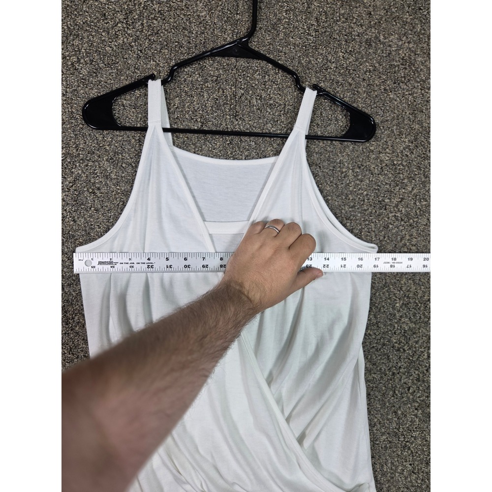Unbranded Tank Top Women Medium White Surplice Wrap Front Sleeveless Draped - Picture 5 of 9